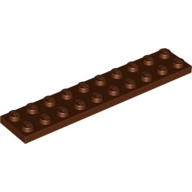 Lego destička 2x10, červeno hnědá (4211214)